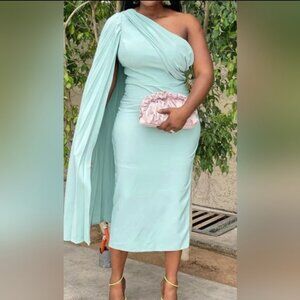 Last 1 Shoulder Cloak Evening Dress